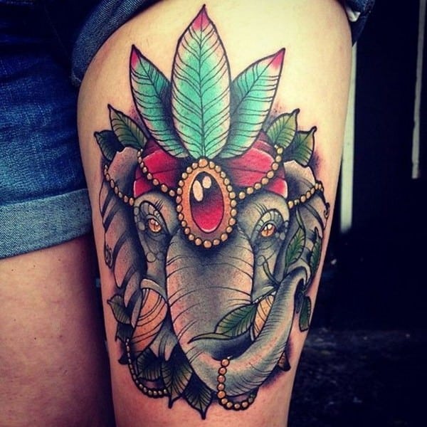 Traditional Elephant Tattoo