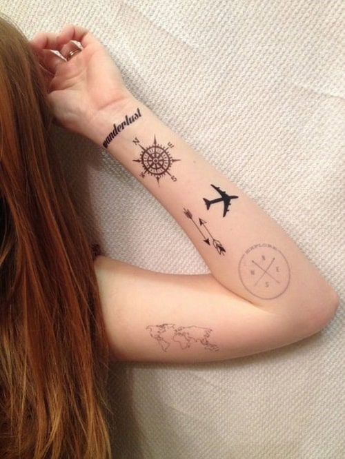 Wanderlust Compass Tattoo on Arm