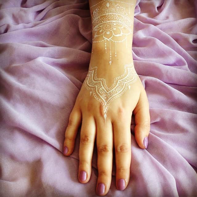 White Henna Mehndi Pattern Temporary Tattoo Sticker  OhMyTat