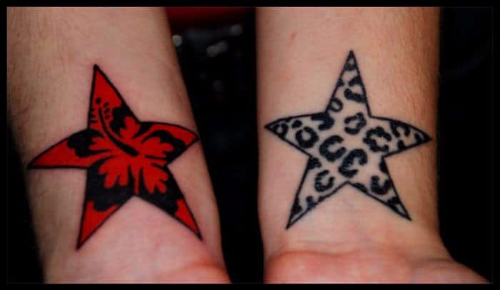 Star Tattoos With Flowers
