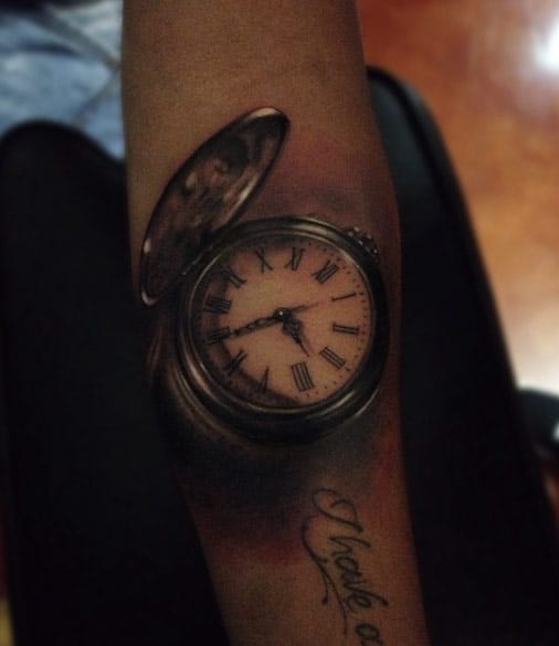 Hyperrealism Pocket Watch Tattoo by Alex Bruz