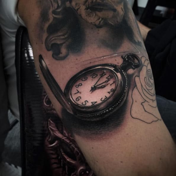 Pocket Watch Tattoo by Alex Bruz