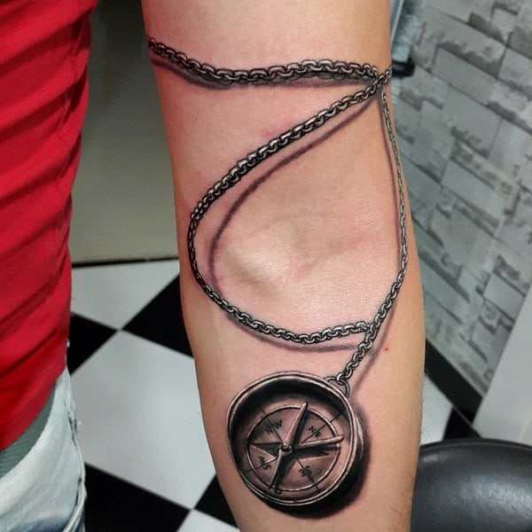 3D Compass Tattoo