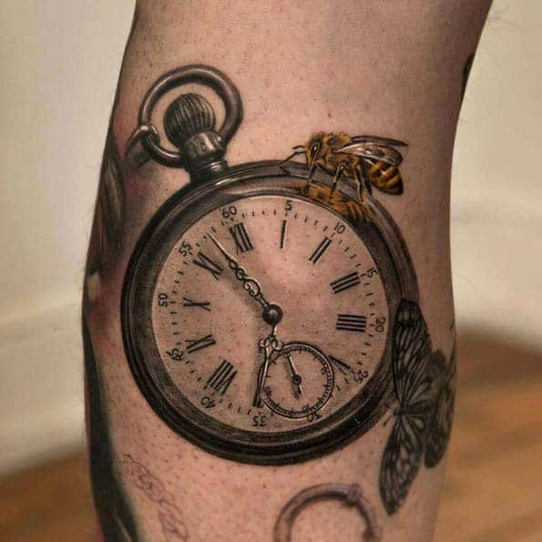 Open-Face Pocket Watch Tattoo by Niki Norberg