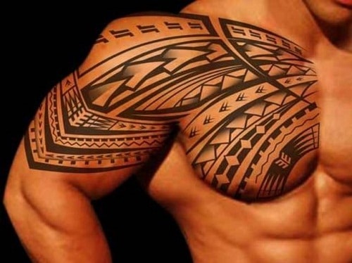 Arm and Chest Great Tribal Tattoos for Men