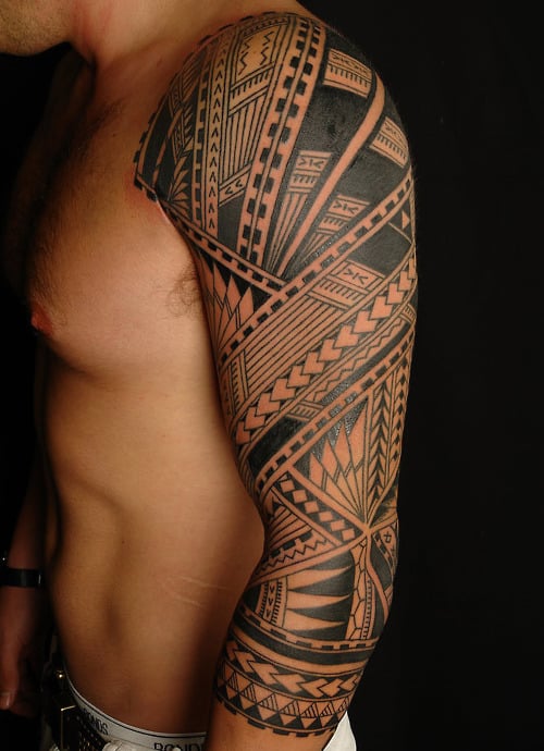 tribal full arm tattoo