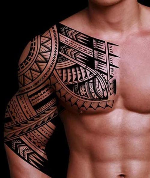 awesome chest and arm tattoo