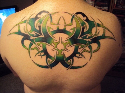 Back Green and Black Tribal Tattoos