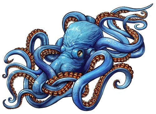 Tatuaje de pulpo azul