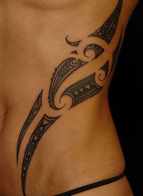 Breathtaking Tummy and Rib Tribal Tattoos