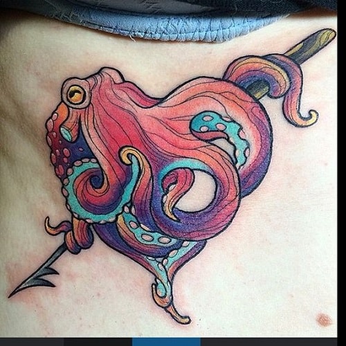 Buntes Oktopus Tattoo