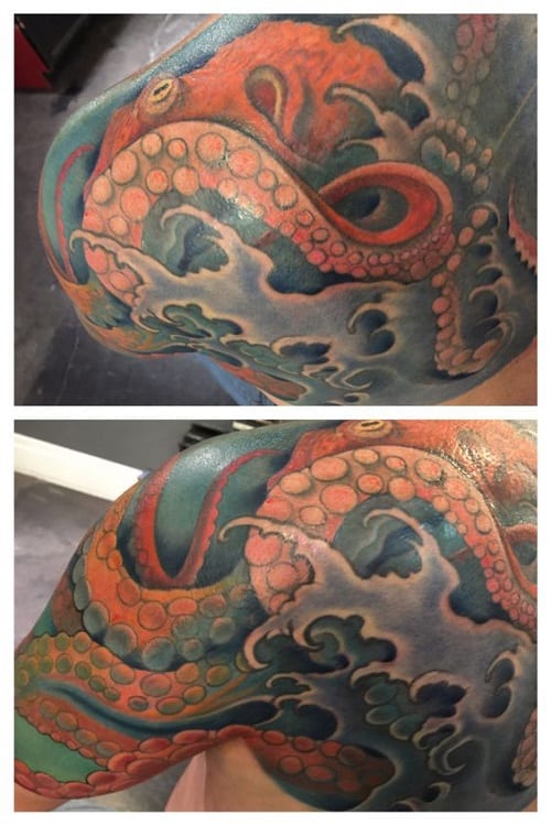 Bunte Unterwasser-Oktopus-Tattoo