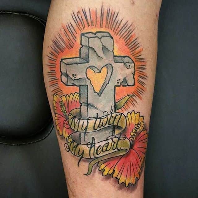colorful cross tattoo