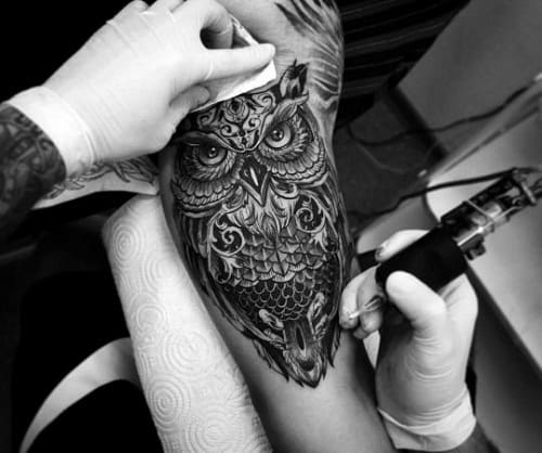 owl tattoo inner arm