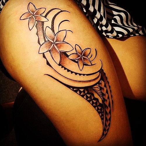 Flower Polynesian Tribal Tattoos