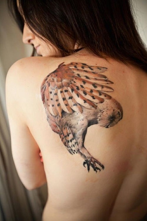 Flying Brown Owl Tattoos