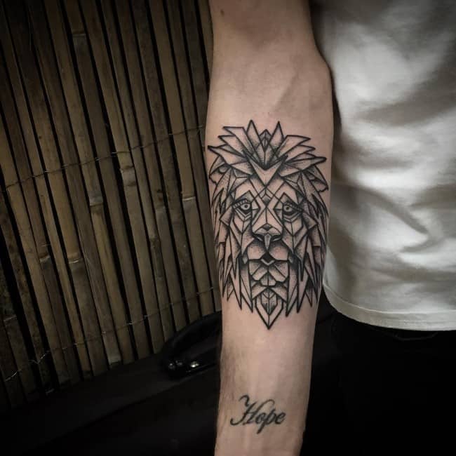 geometric lion tattoo