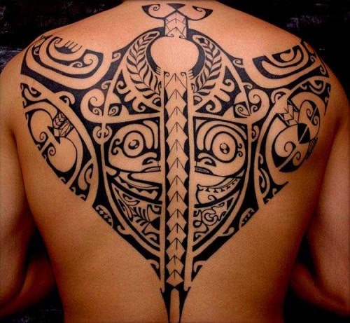 tribal back tattoo