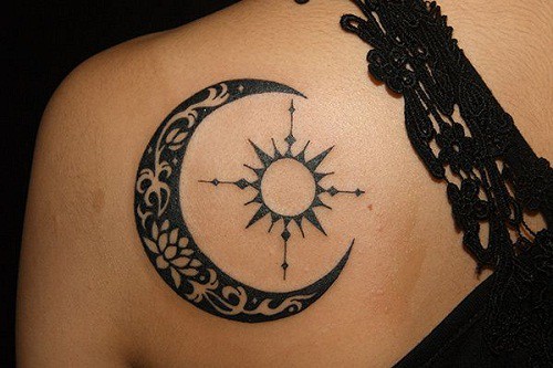 Moon and Sun Tribal Tattoos