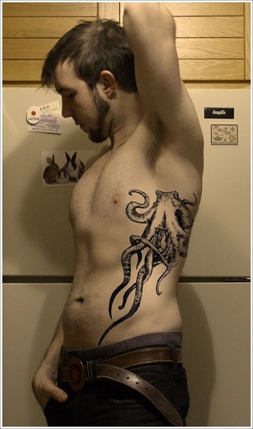Octopus Side Tattoo For Men