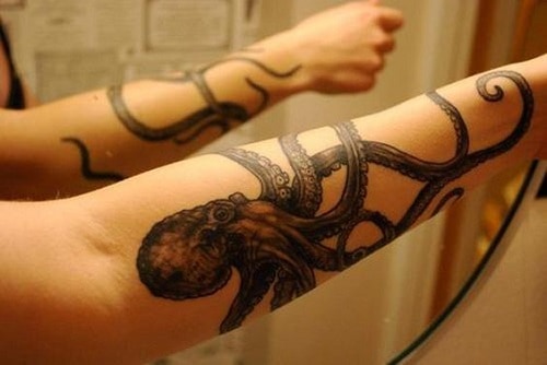 Octopus Tattoo On Entire Forearm
