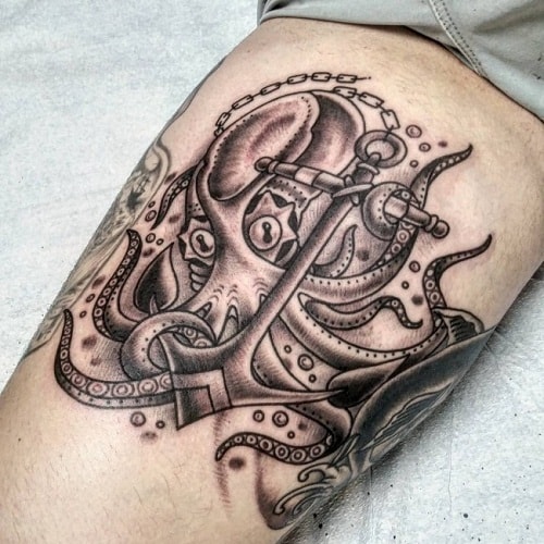 Octopus with Anchor Tattoo