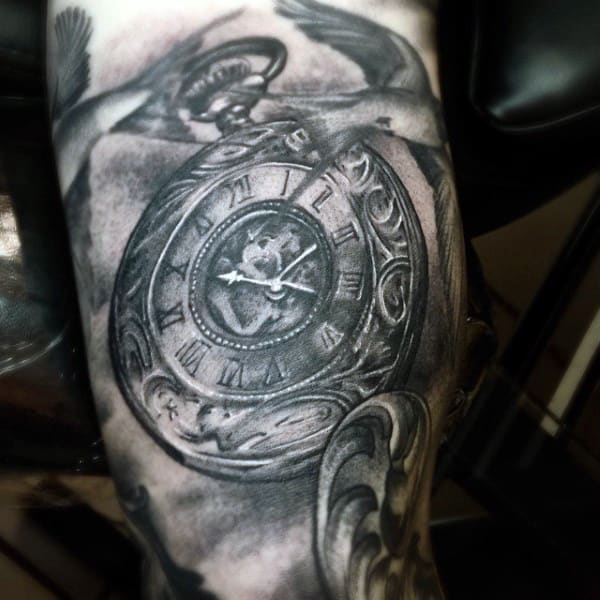 Old Style Pocket Watch Tattoo Arms Men