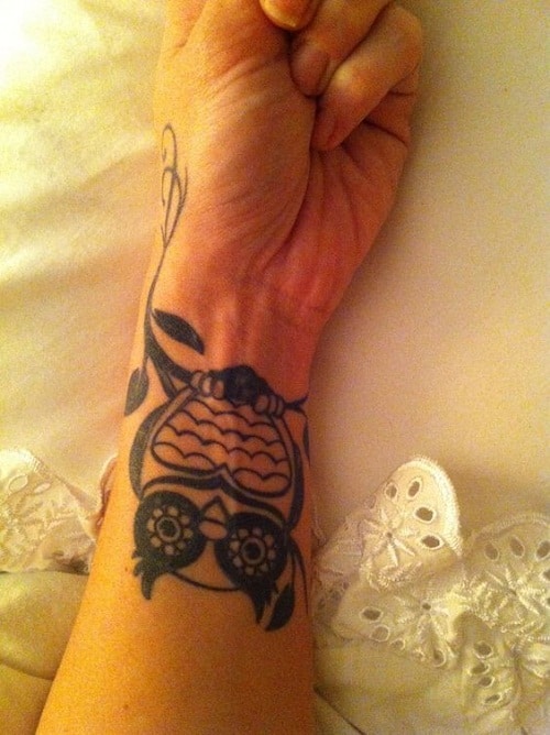 Owl Tattoo on Wrist