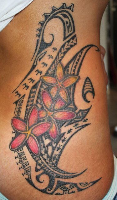 Red Flower Tribal Tattoos