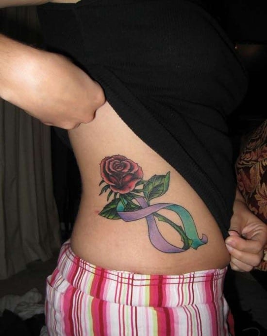 ribbon with rose tattoo on rib. ribbon_tattoos_fabulousdesign_9. 