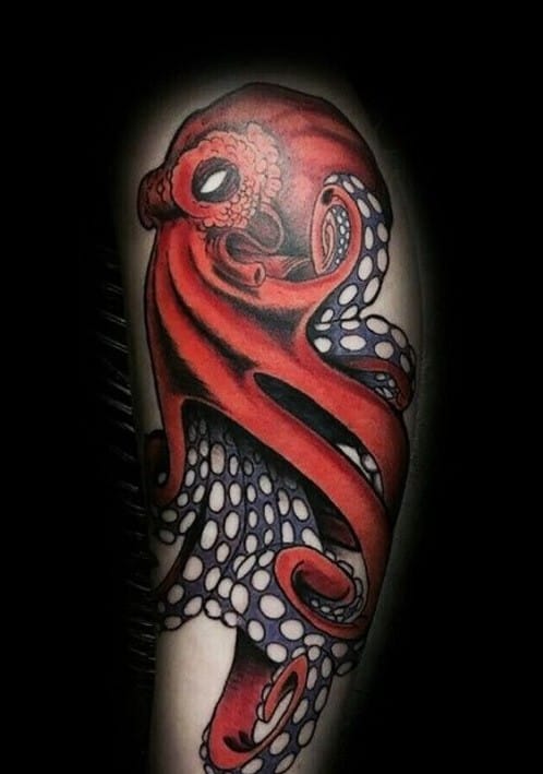 Scary Red Octopus Tattoo