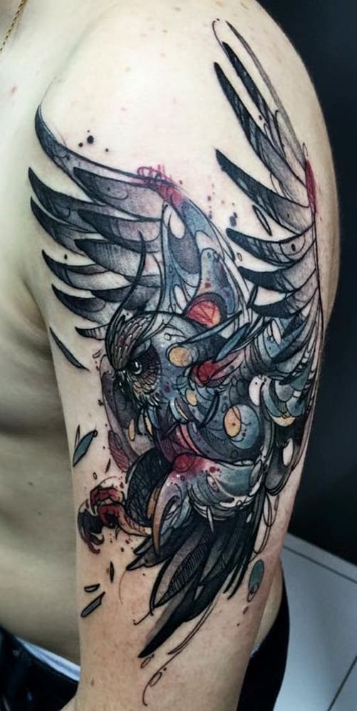 owl tattoo shoulder men