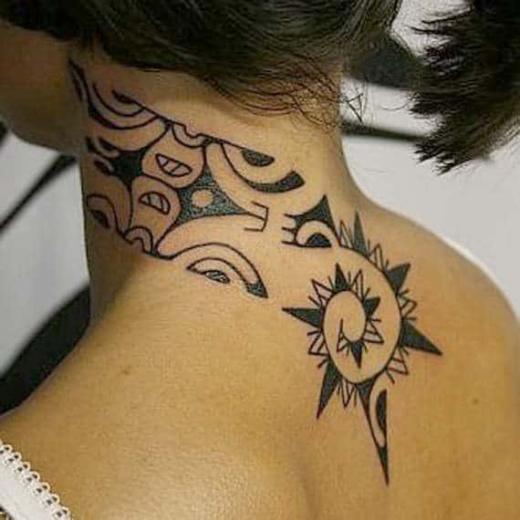 Sexy Neck and Spine Tribal Tattoos
