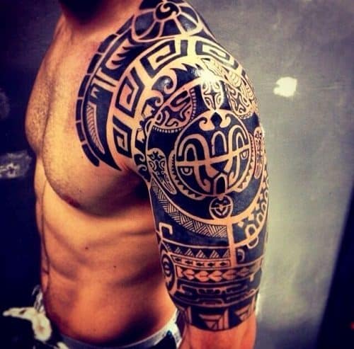 male shoulder tribal tattoos