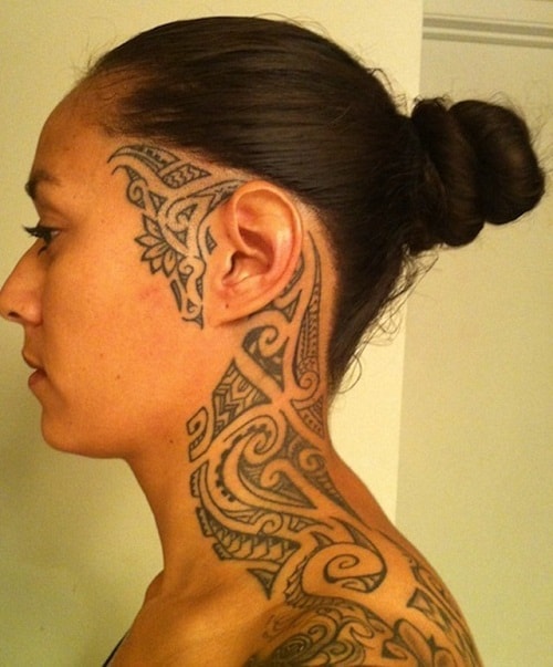 Shoulder to Face Tribal Tattoos