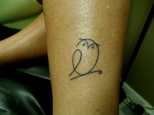 Simple Owl Outline Tattoo