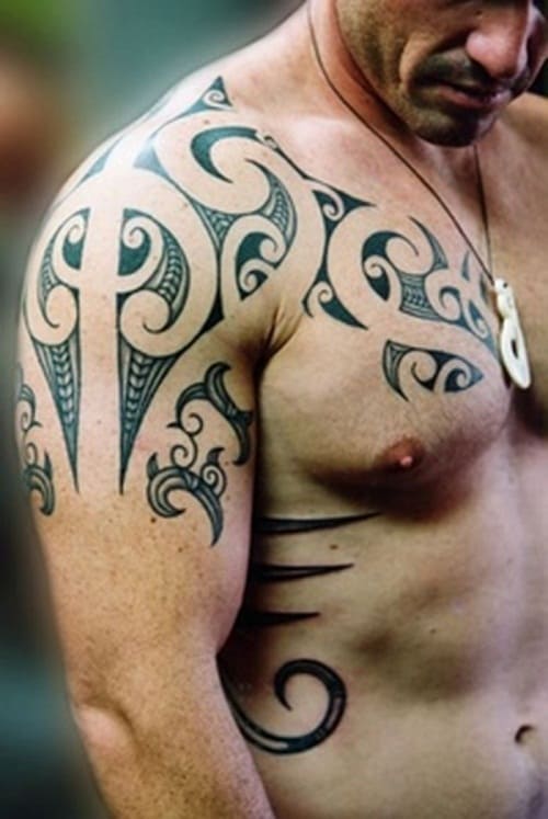 Simple Tribal Tattoos on Half Body