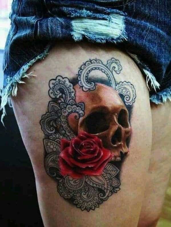 Skull With Rose Tattoo