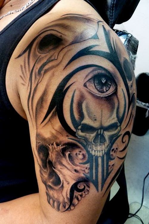 Skulls and Eyes Tribal Tattoos