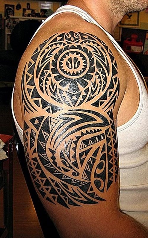 Solid Intricate Tribal Tattoos on Arm