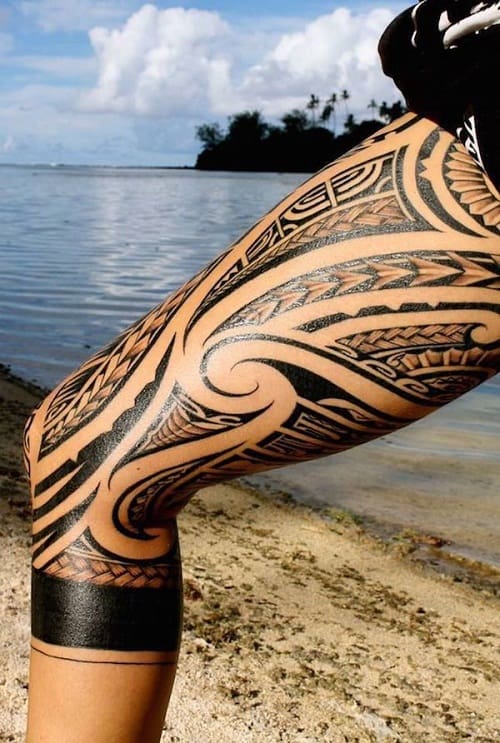 solid leg tribal tattoo