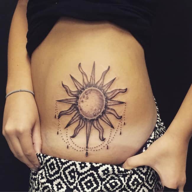 stomach tattoos sun