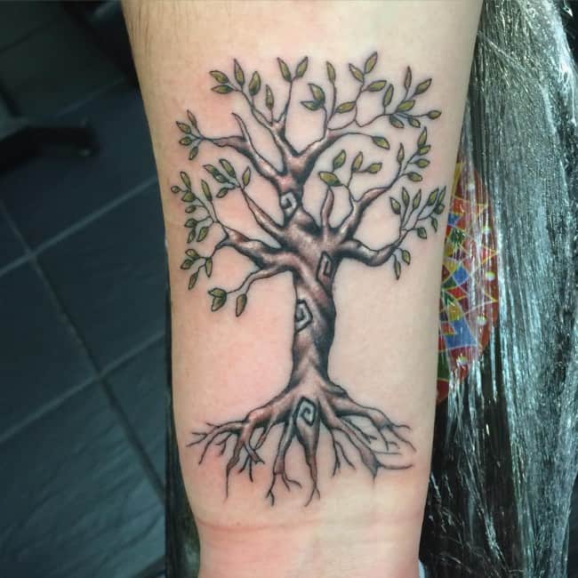 oak tree with roots tattoo