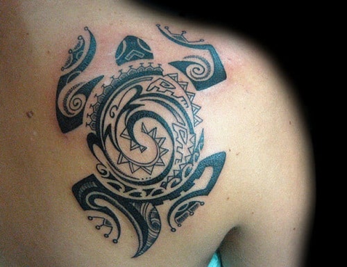 tribal back turtle tattoo