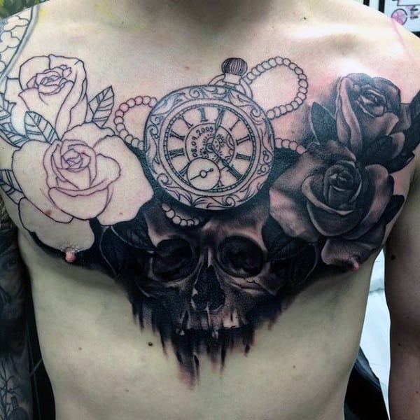 mechanical pocket watch tattoo