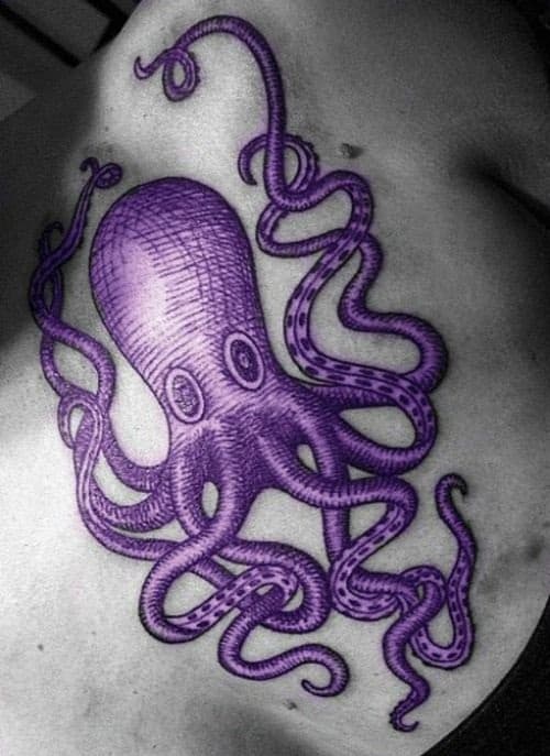 Violet Octopus Tattoo
