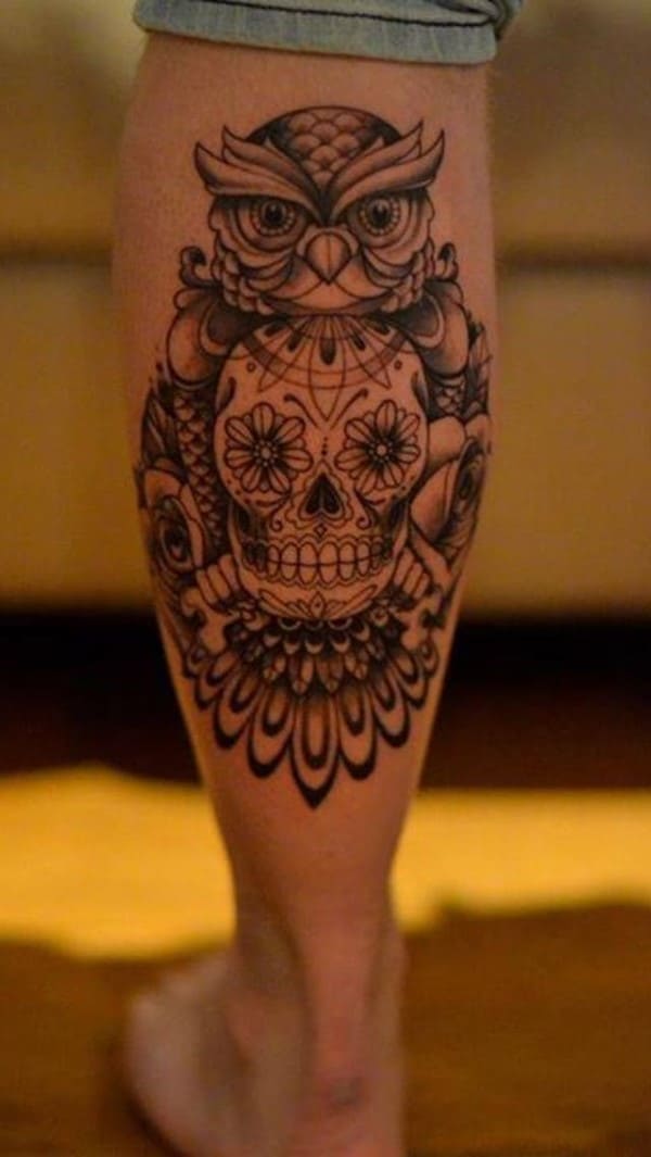 Skull-and-Owl-Tattoo