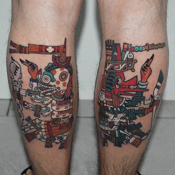 aztec tattoos on legs