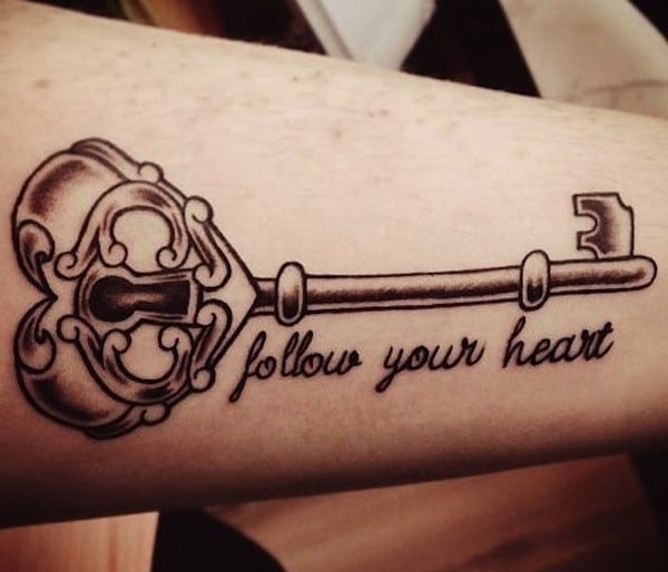 Heart Shaped Lock with a Key Tattoo By Olena1983 | TheHungryJPEG