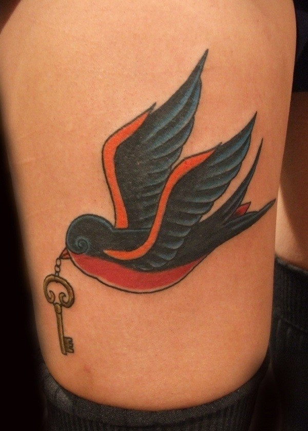 key-tattoo-with-sparrow